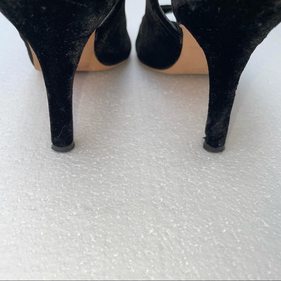 Kate Spade Black Velvet Peep Toe Heels Size 7 - Picture 6 of 12